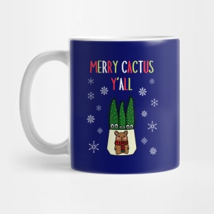 Merry Cactus Y'all - Eves Pin Cacti In Christmas Bear Pot Mug